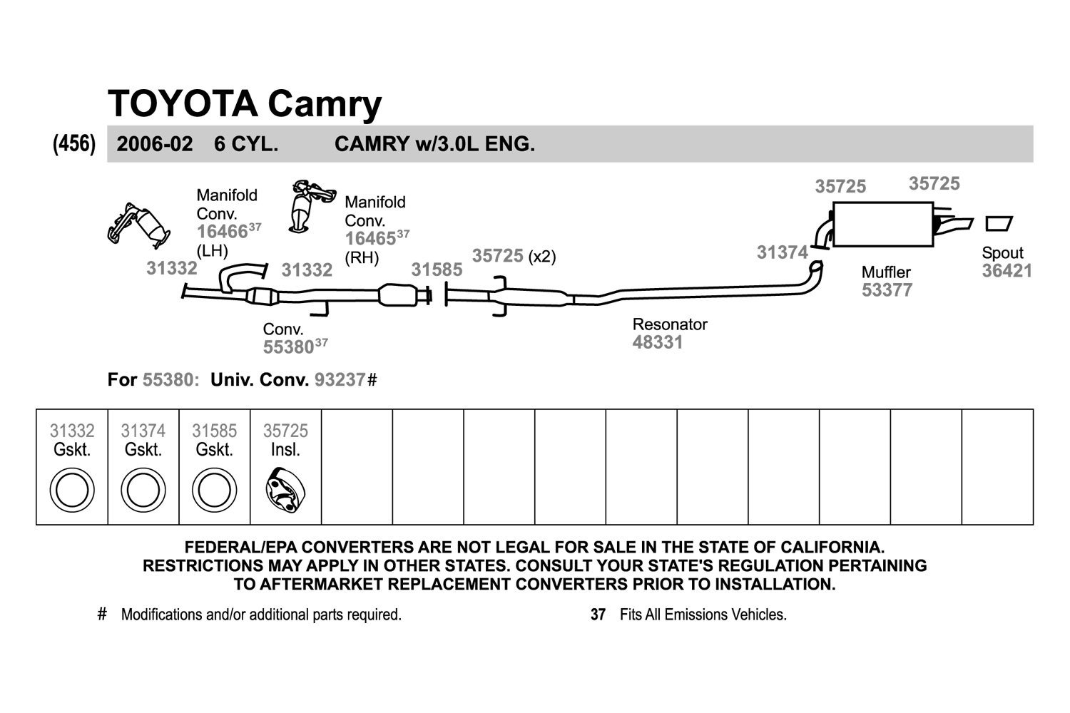 2002 Toyota Camry Exhaust System Diagram