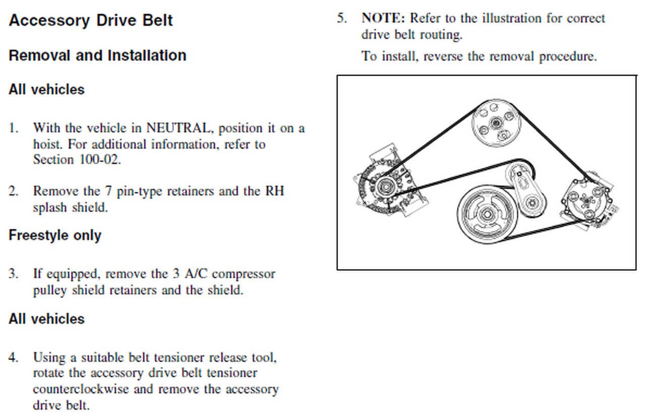 2006 Ford Five Hundred Serpentine Belt Diagram
