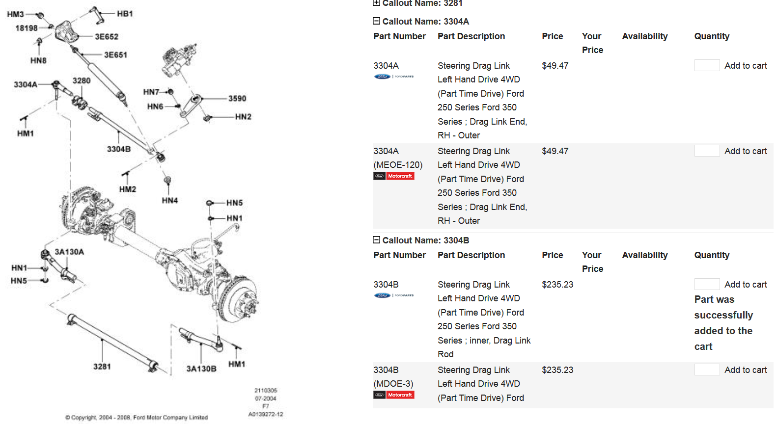 Front End F250 Steering Parts Diagram