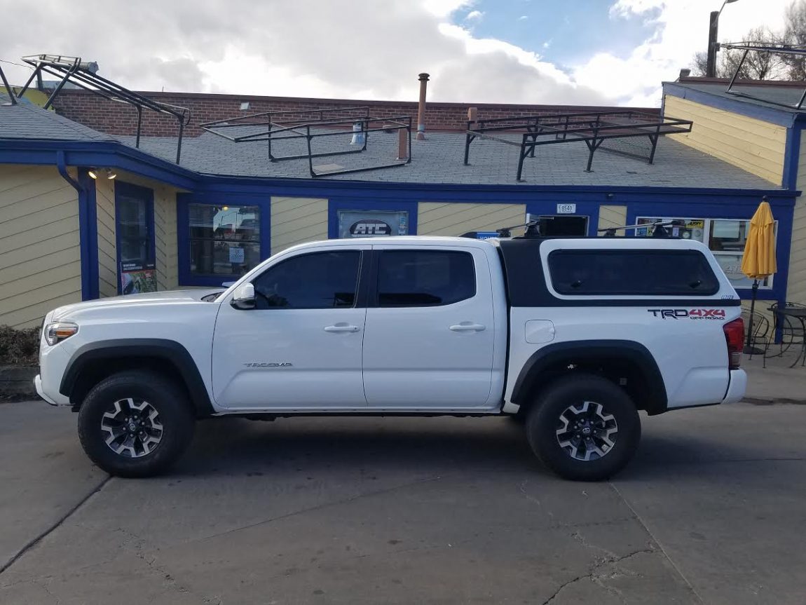 White Truck With Black Topper