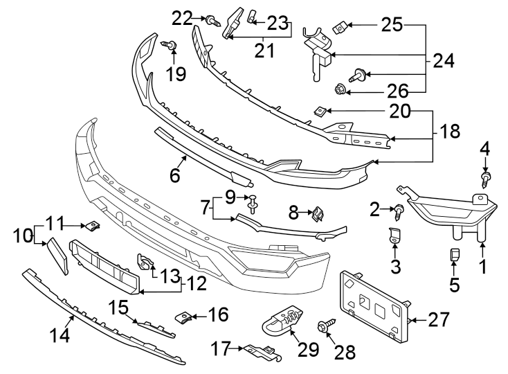 2021 Ford F150 Front Bumper Parts Diagram