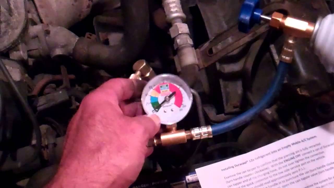 How To Add Refrigerant To Auto Ac Adding AC refrigerant into a vehicle system - YouTube