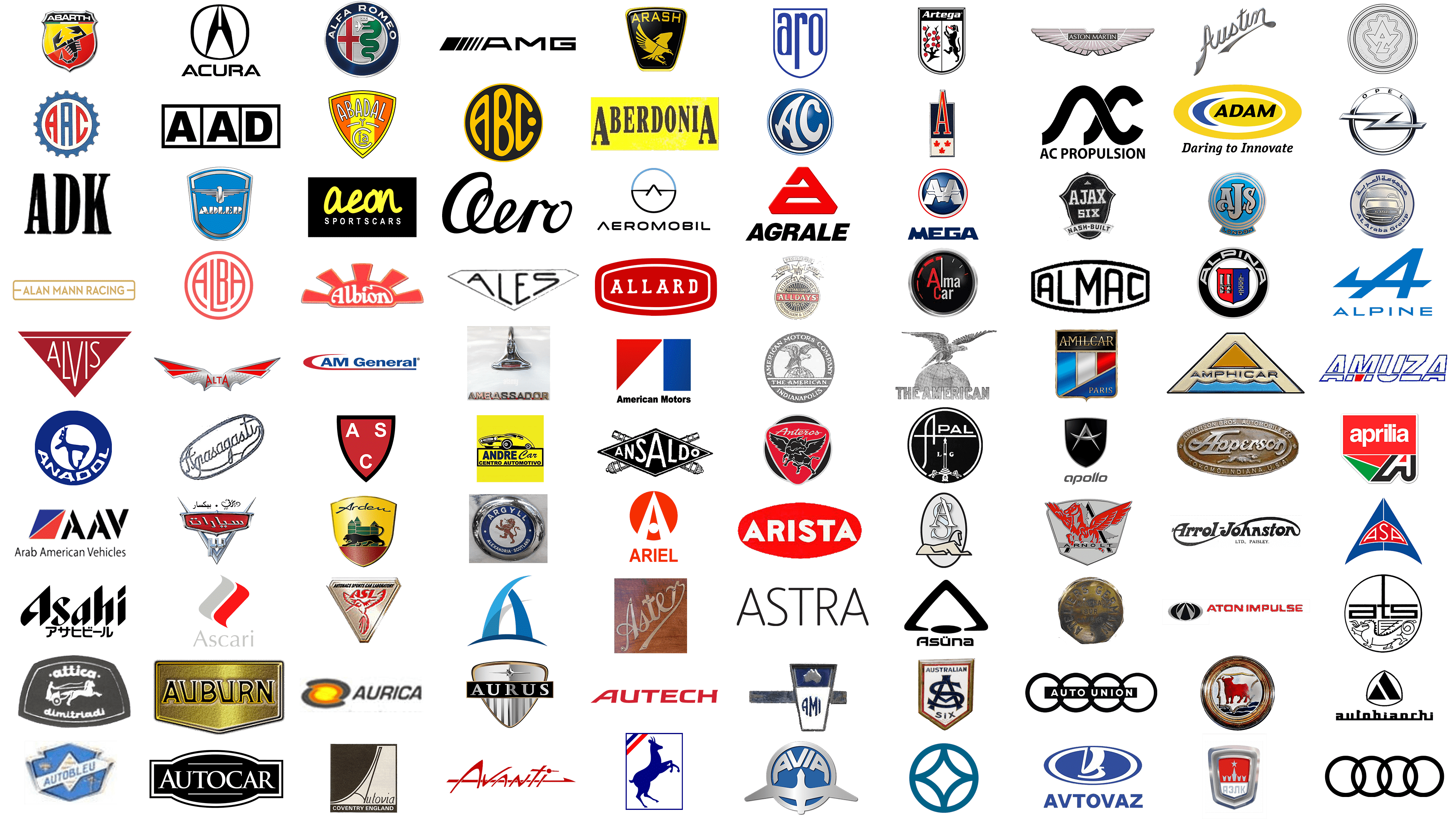 What Cars Start With The Letter A
