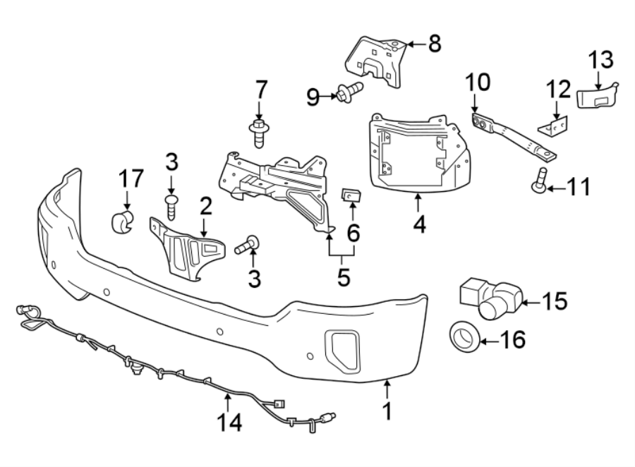 2018 Chevy Silverado Front Bumper Parts Diagram
