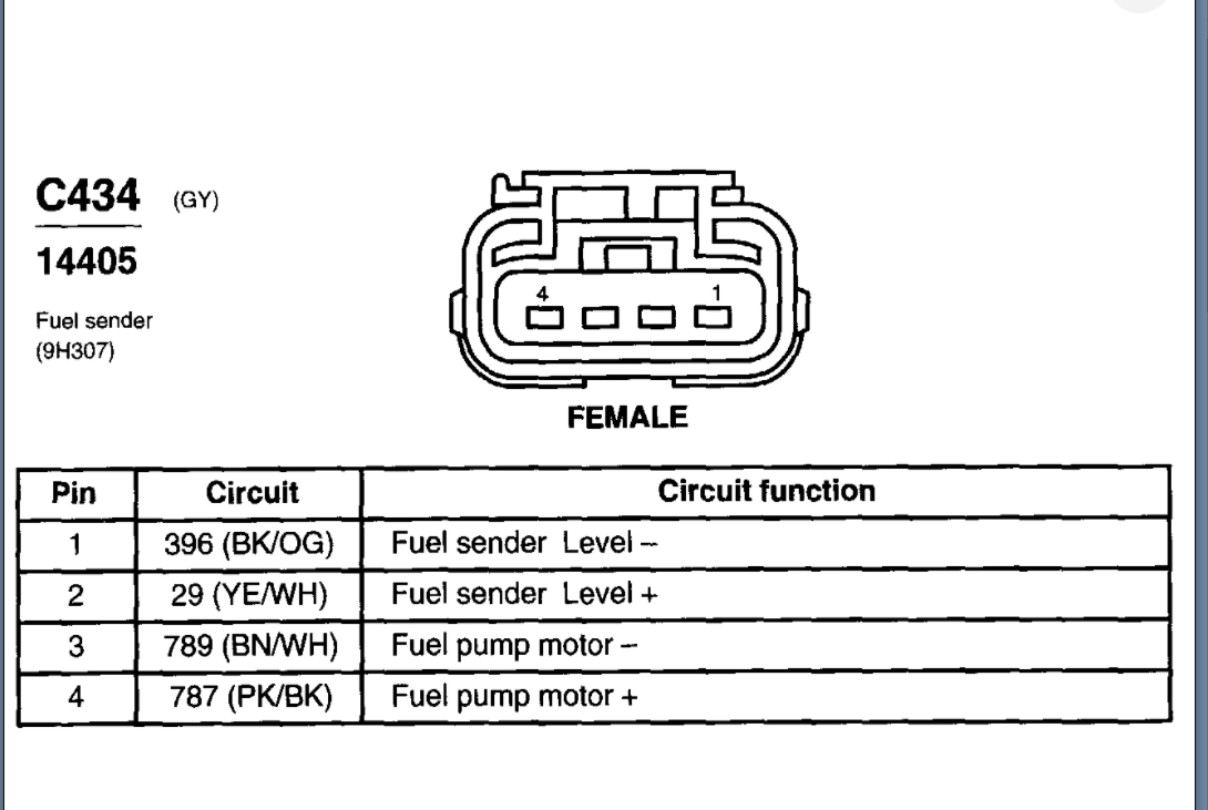 Color Codes Connector Gm Fuel Pump Wiring Harness