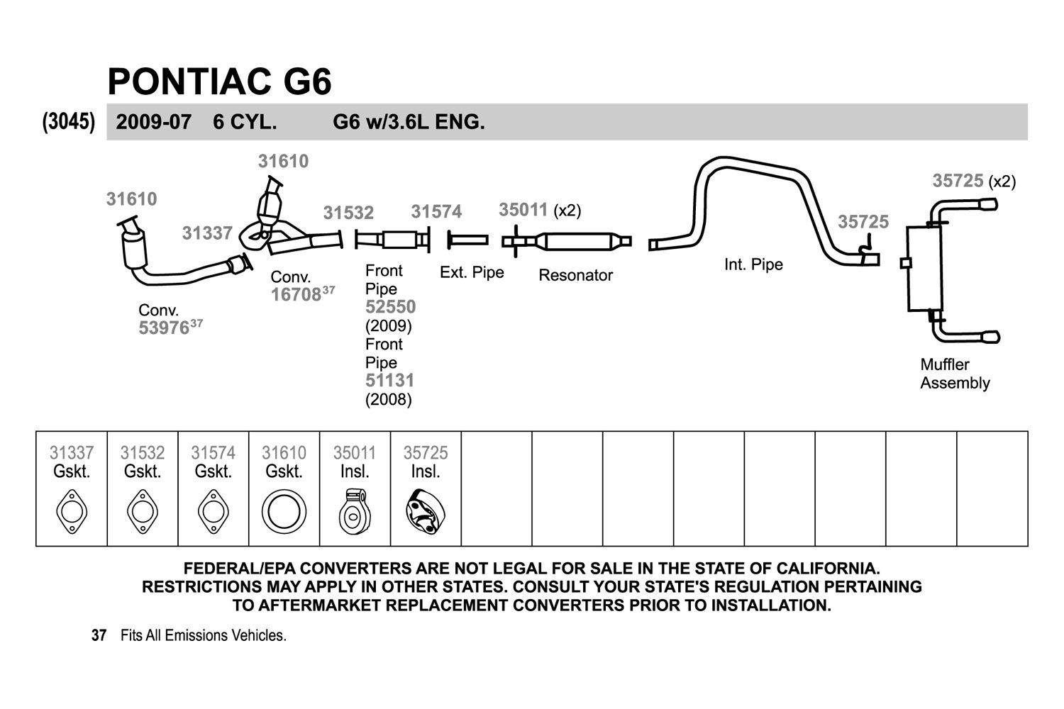 2007 Pontiac G6 Exhaust System Diagram