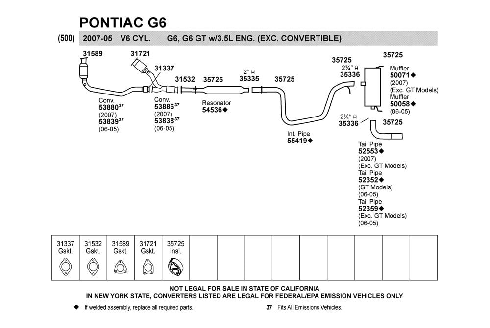 2008 Pontiac G6 Exhaust System Diagram