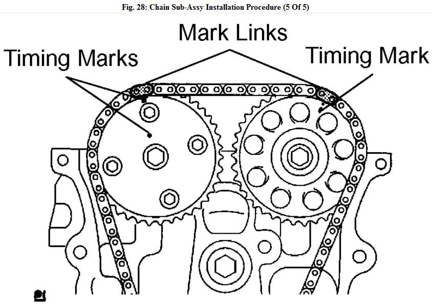 Diagram Nissan 2.4 Timing Chain Marks