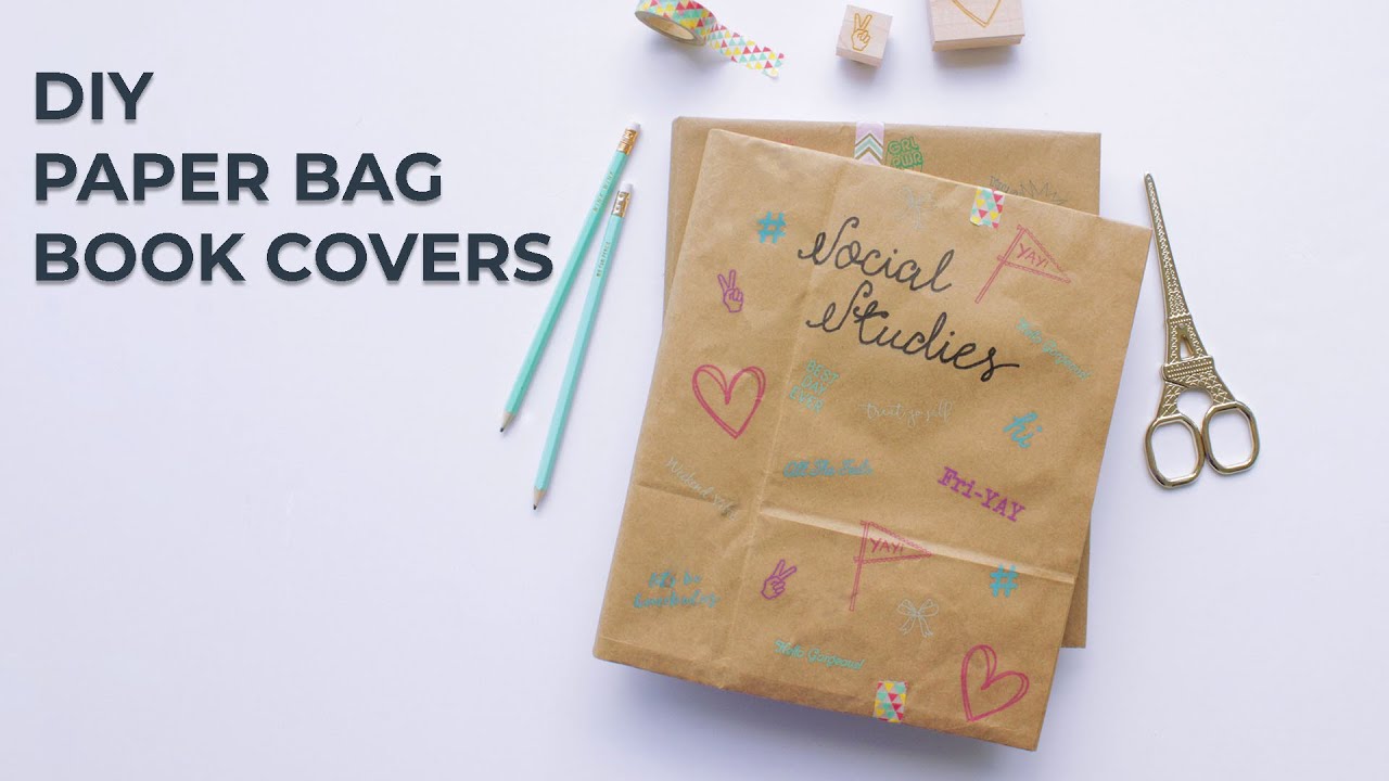 How To Cover A Textbook With Paper Bag DIY Paper Bag Book Covers - YouTube