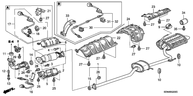 2006 Honda Accord Exhaust System Diagram
