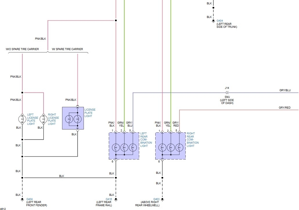 Factory Tail Light Wiring Color Code