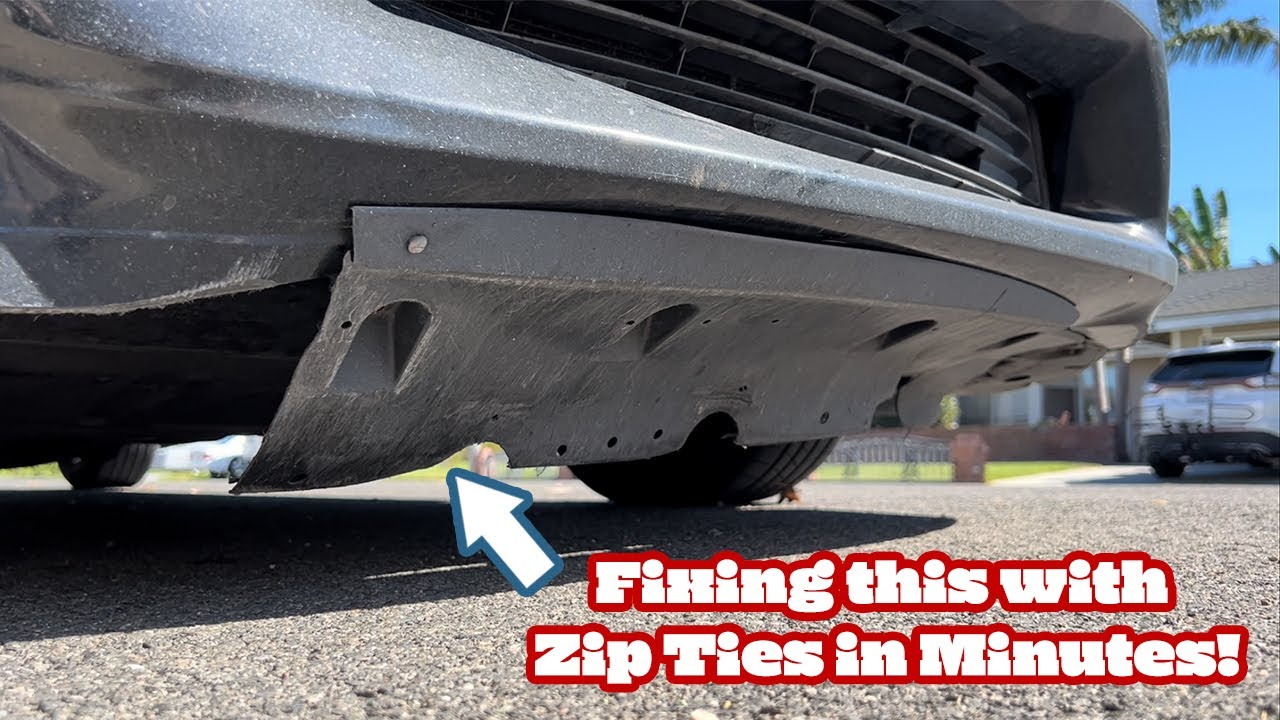 How To Fix Splash Guard Under Car Fixing a Hanging Bumper Splash Shield with Zip Ties! (2010 Toyota Prius