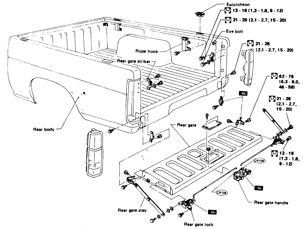 Ford Ranger 2001 Tailgate Latch Parts Diagram