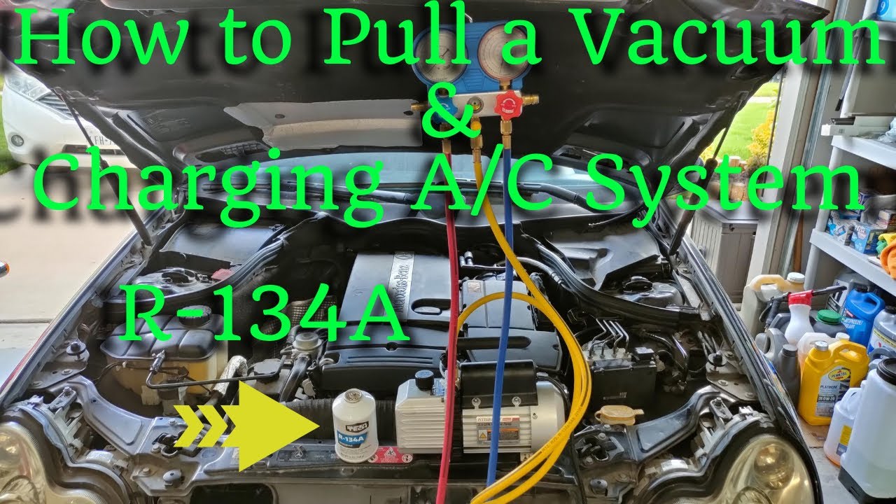 How To Make C230 Kompressor Faster' How to pull a Vacuum and Charging A/C System on 2004 Mercedes C230