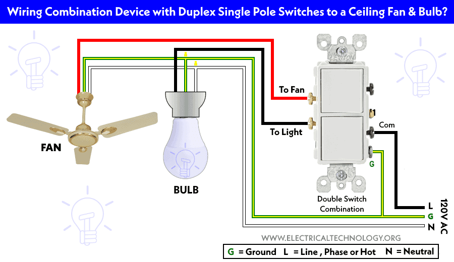 Double Switch For Fan And Light Wiring