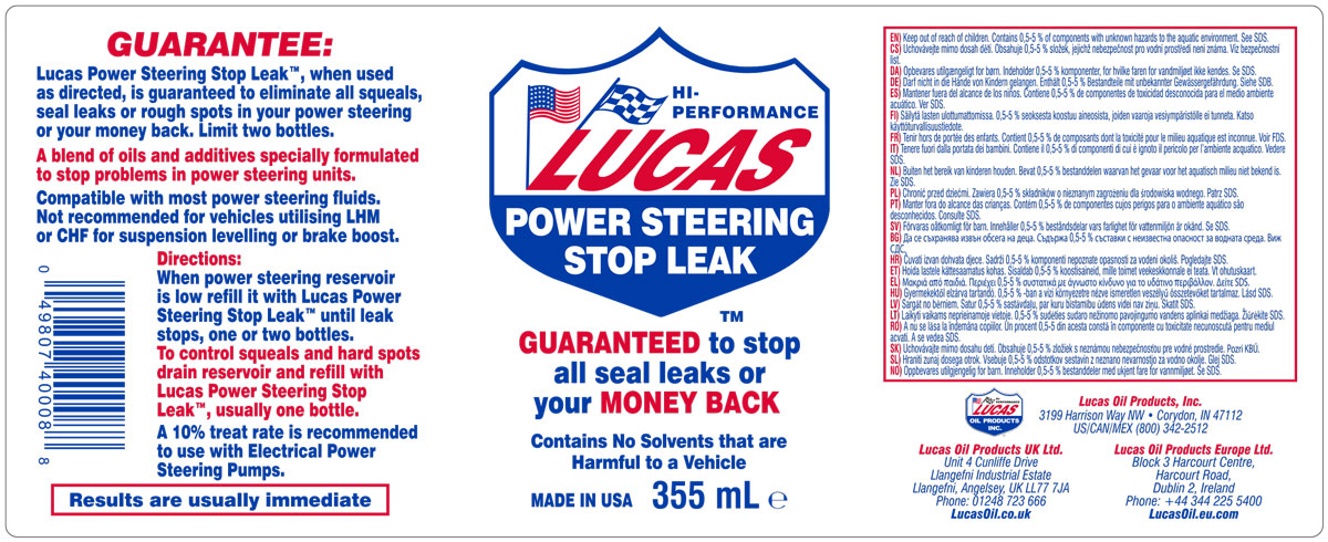 Lucas Power Steering Stop Leak Instructions