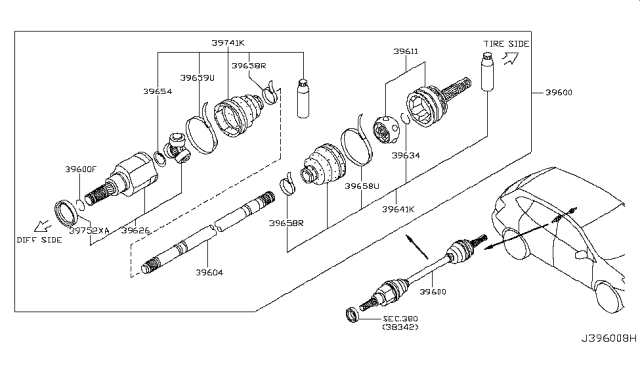 2008 Nissan Rogue Drive Shaft