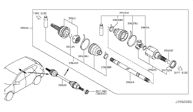 2011 Nissan Rogue Drive Shaft