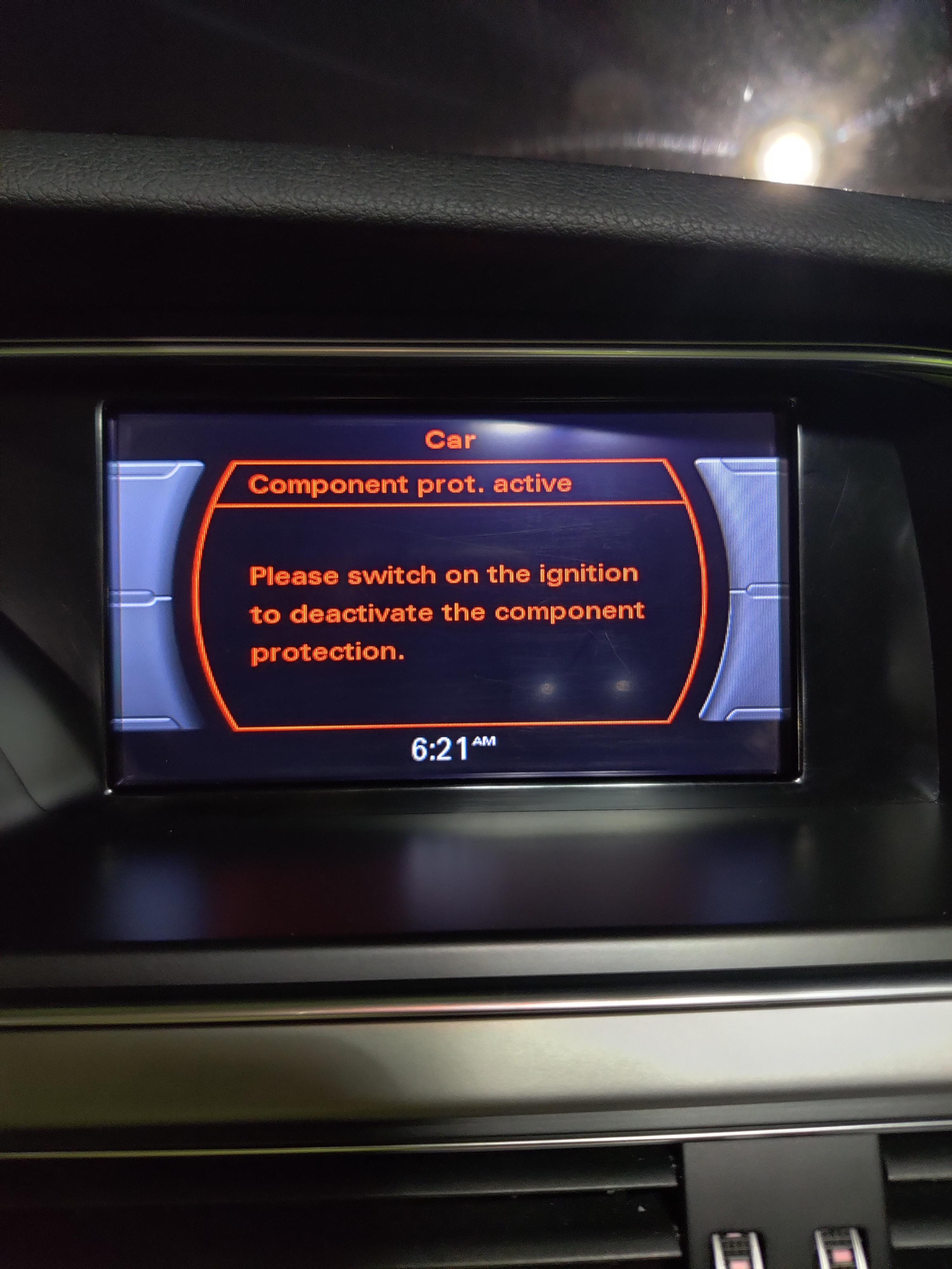 Please Switch On The Ignition To Deactivate The Component Protection
