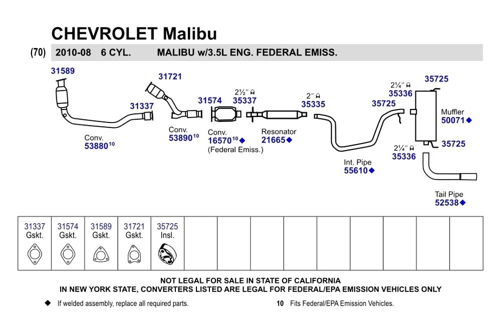 2010 Chevy Malibu Exhaust System Diagram