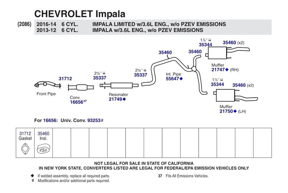2008 Chevy Impala Exhaust System Diagram