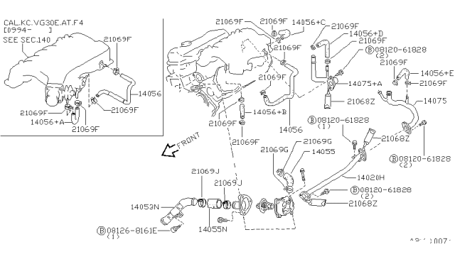 1997 Nissan Pickup Coolant Hose Diagram