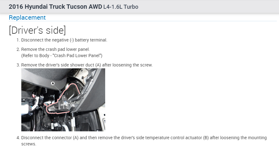2016 Hyundai Tucson Blend Door Actuator