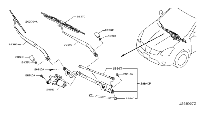 2008 Nissan Rogue Windshield Wiper Size