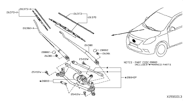2015 Nissan Versa Windshield Wiper Size